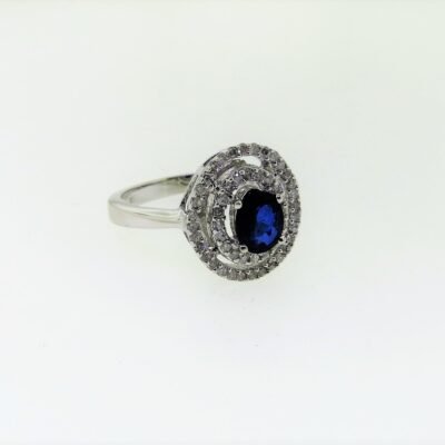 UB8087FWDSA - 14K White Gold Sapphire Fashion Ring