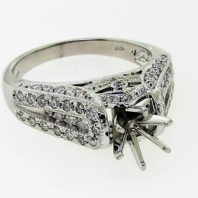 UB8199SMW -  White Gold Semi Mount Ring