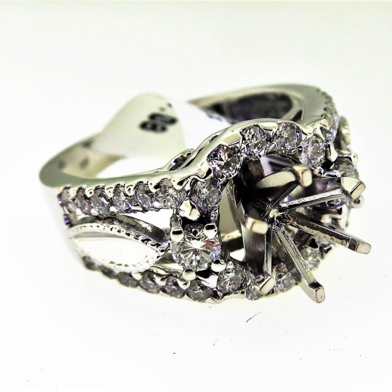 UB8412SMW - 14K White Gold Semi Mount Ring