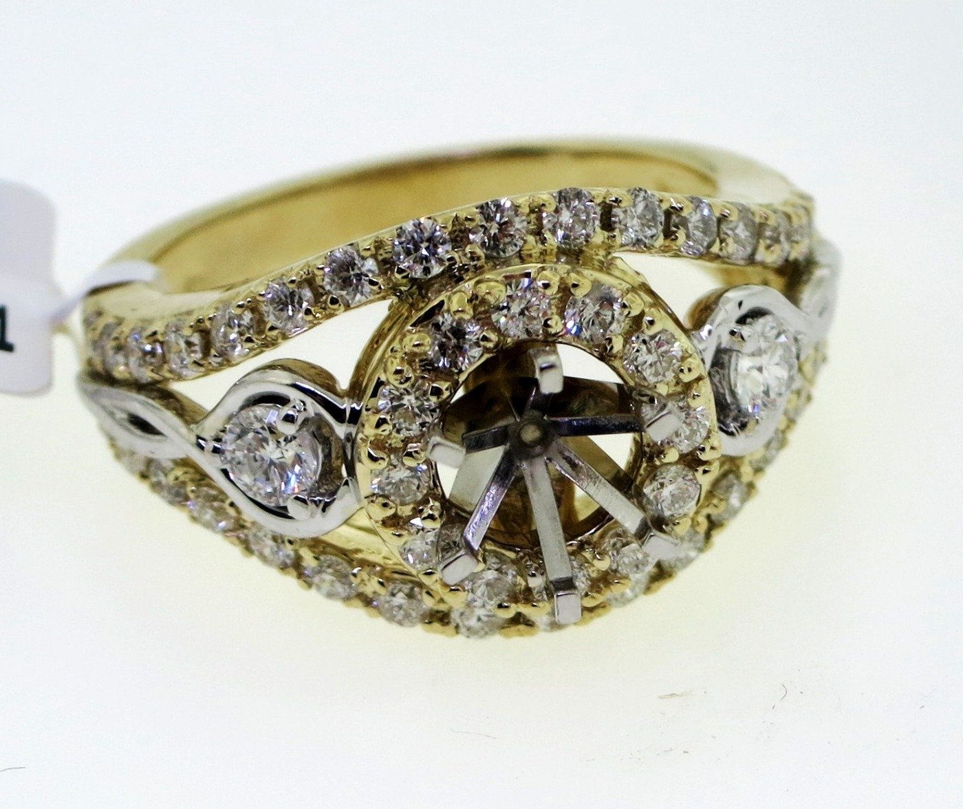 UB8593SMY/W - 14K Two Tones Gold Semi Mount Ring
