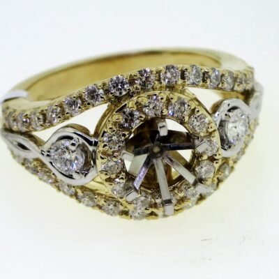 UB8593SMY/W - 14K Two Tones Gold Semi Mount Ring