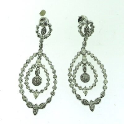 UB8910EW - 14K White Gold Dangle Earrings