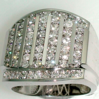 UB9313GPW - 14K White Gold Gents Ring