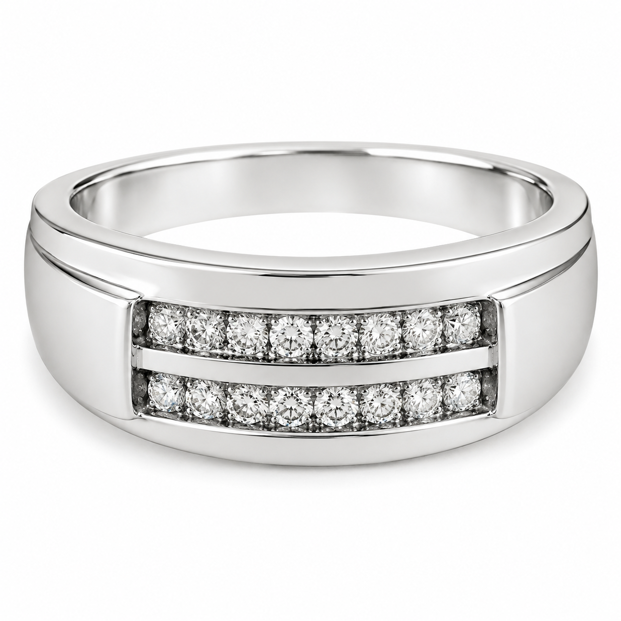 UB9506GW -White Gold Gents Ring