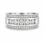 UB9642GW -White Gold Gents Ring