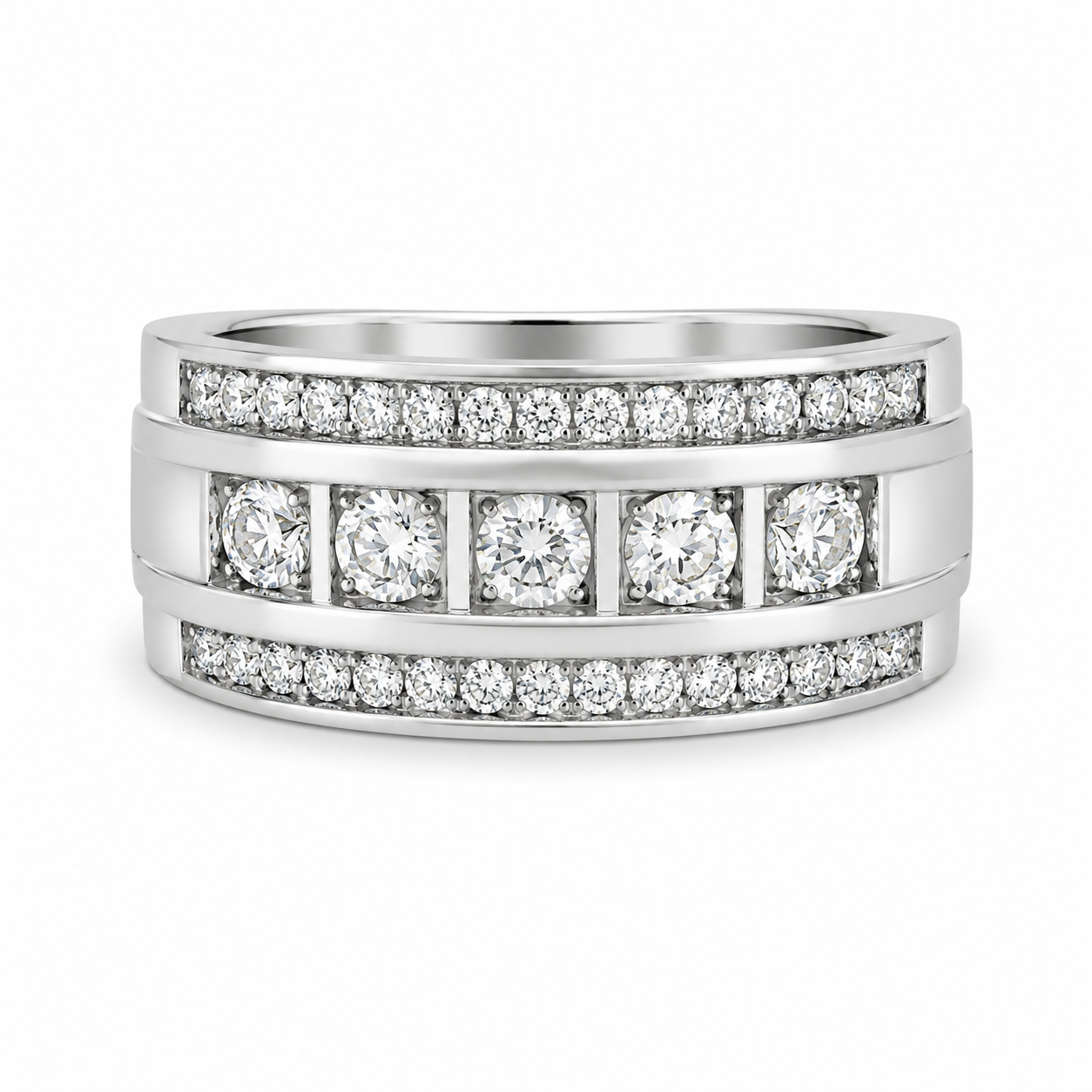 UB9642GW -White Gold Gents Ring