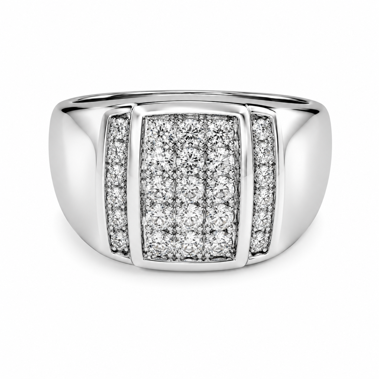 UB9719GW -White Gold Gents Ring