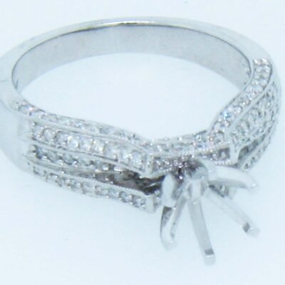 UBV2549SW - 14K White Gold Semi Mount Ring