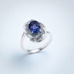 UBV7062FWTA55 - 14K White Gold Colored Stone Ring