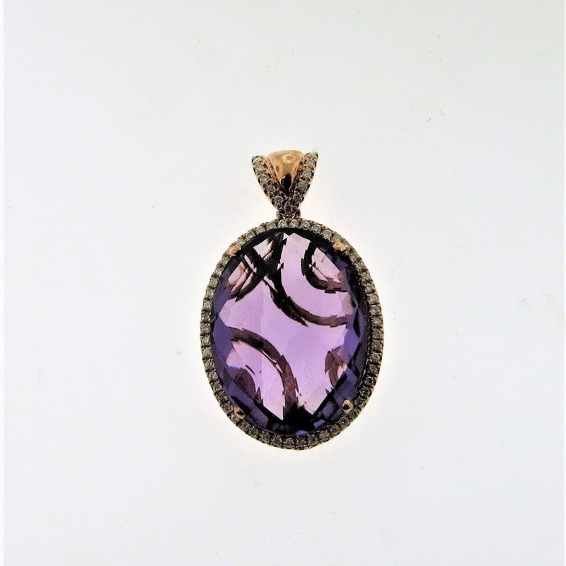 UBV6081PPAM - 18K Rose Gold Amethyst Pendant
