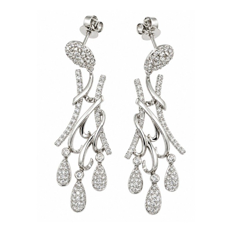 UEJ234EW - 14K White Gold Dangle Earrings