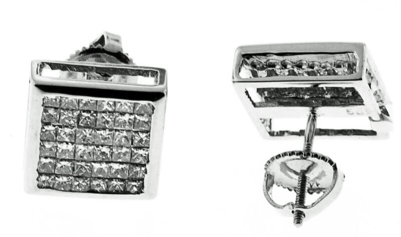 UEL127W - 14K White Gold Stud Earrings