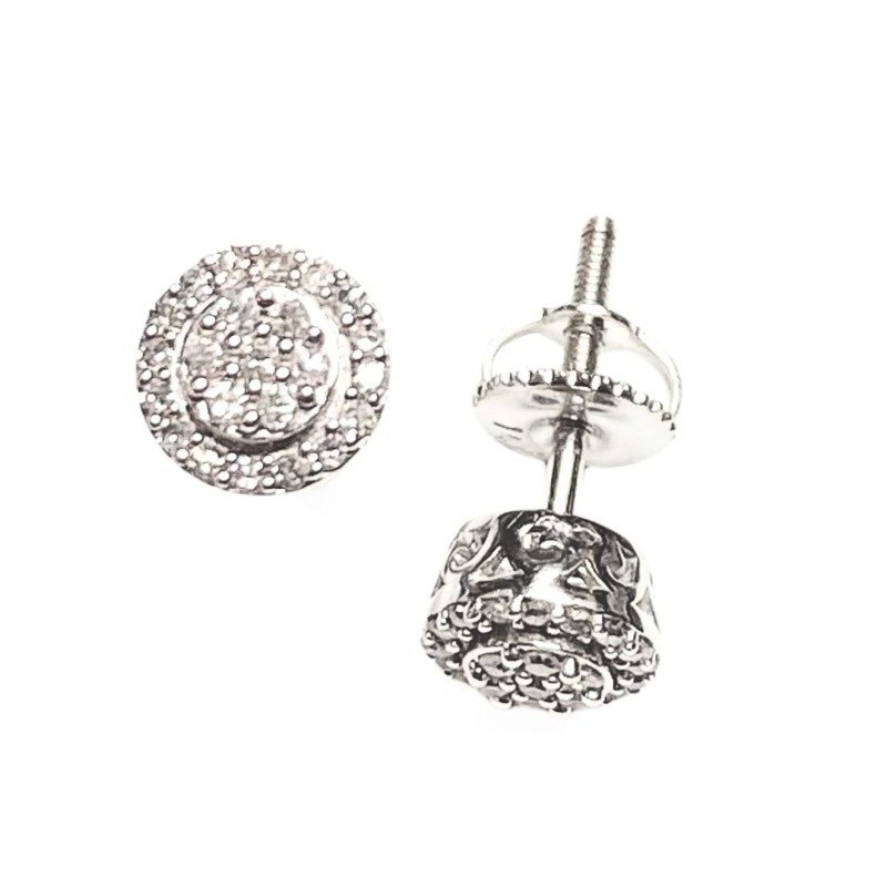 AME00209W - 14K White Gold Stud Earrings