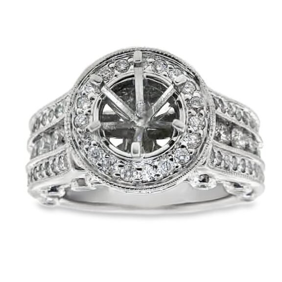 UB10338-1SMW - 14K White Gold Semi Mount Ring