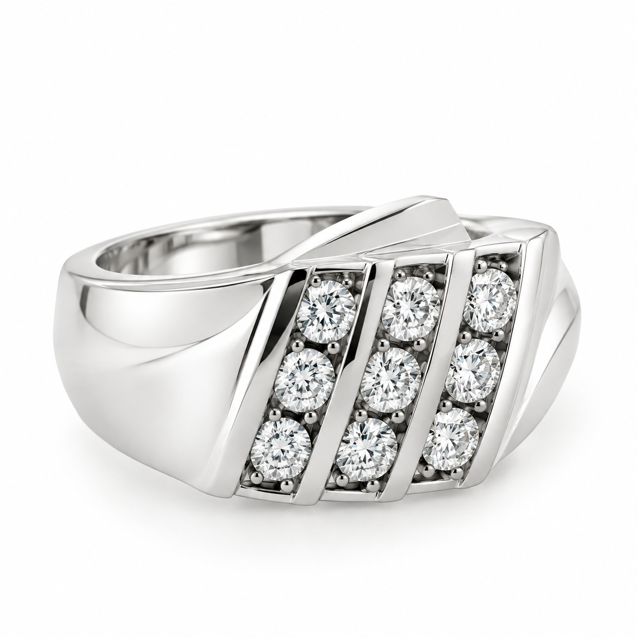 COGR14W - 14K White Gold Gents Ring