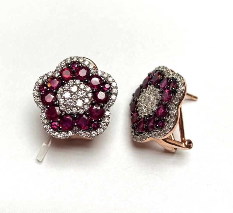 DJ818EPRU - 14K Rose Gold Ruby Earrings