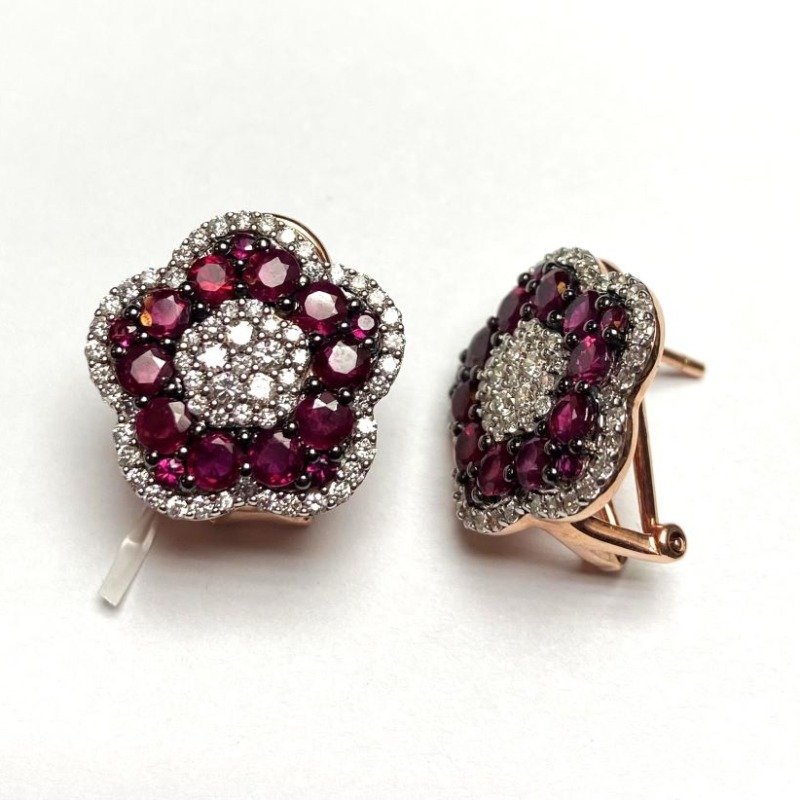 DJ818EPRU - 14K Rose Gold Ruby Earrings