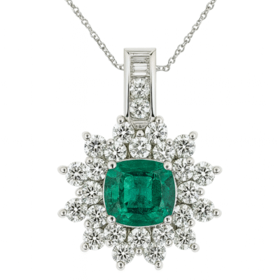 UB8544PW/EM - 14K White Gold Pendant