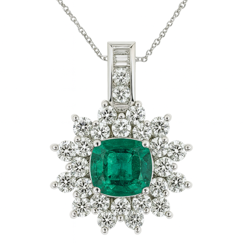 UB8544PW/EM - 14K White Gold Pendant