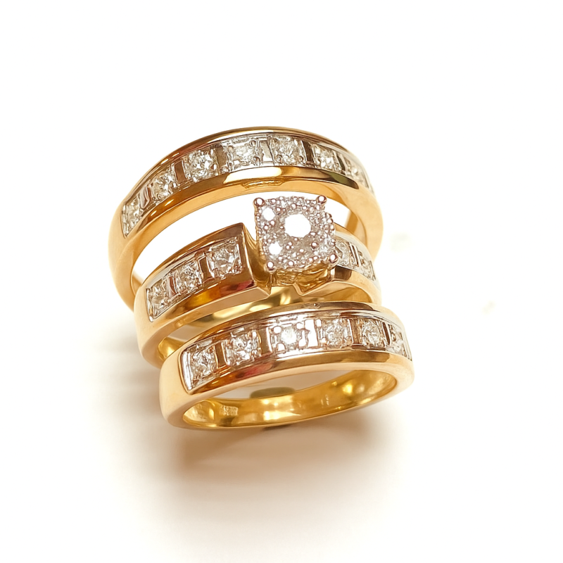 UB7393TYSH - 14K Yellow Gold Trio Ring Set