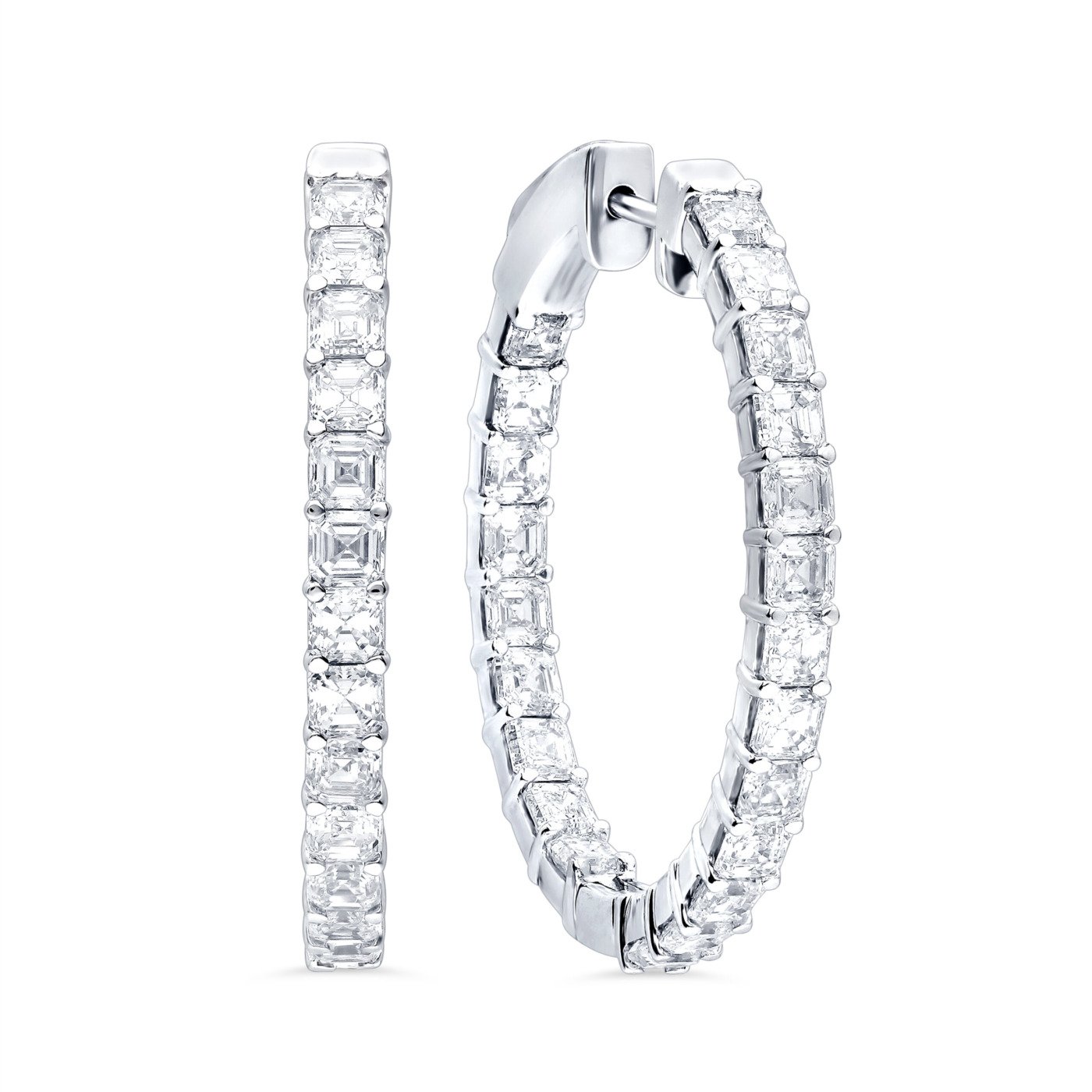 KE302808W - 14K White Gold Hoop Earrings
