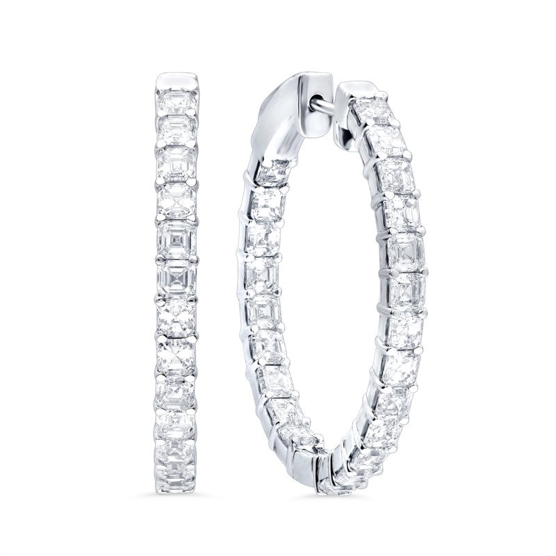 KE302808W - 14K White Gold Hoop Earrings
