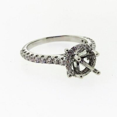 R22020/6W - 18K White Gold Semi Mount Ring