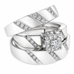 UB7227TWSH - 14K White Gold Trio Rings