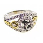 UB8593SMW/Y - 14K Two Tones Gold Semi Mount Ring