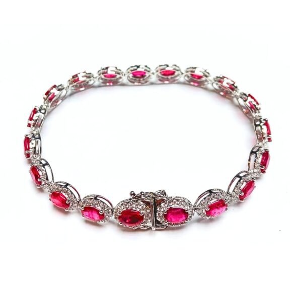 B29667RBW - 14K White Gold Ruby Bracelet