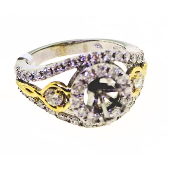 UB8593SMW/Y - 14K Two Tones Gold Semi Mount Ring