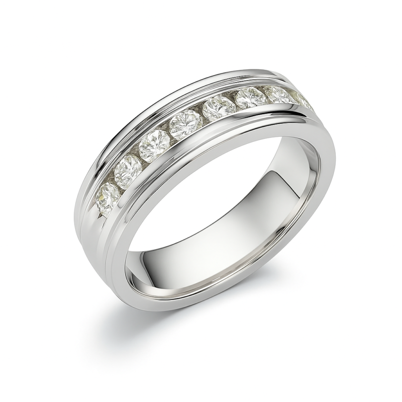UB6564GMW53 - 14K White Gold Gents Ring