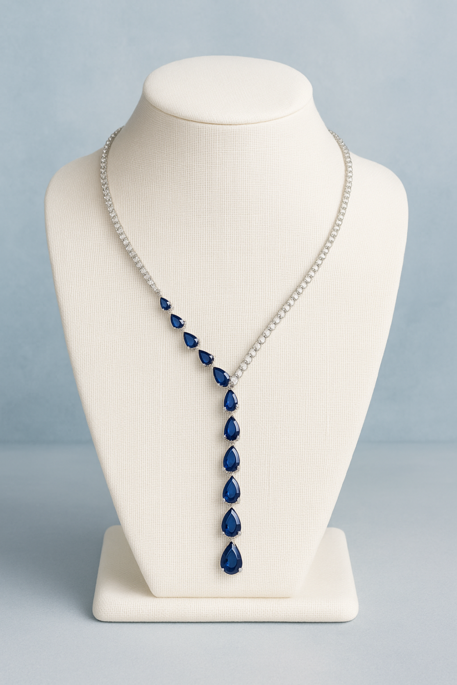 SG38984N-BSW – 14K White Gold Sappphire Necklace