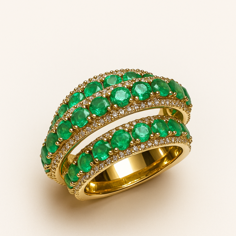 SG39592RY-EM - 14K Yellow Gold Emerald Fashion Ring