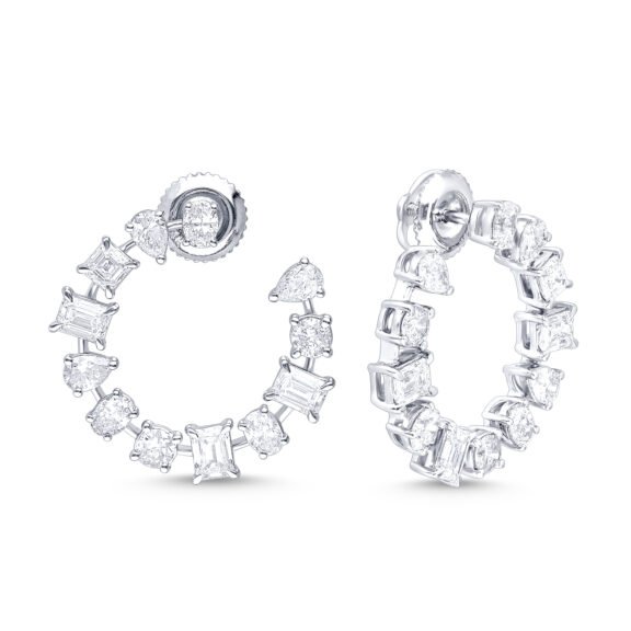 KE607805W1 - 14K White Gold Huggies Earrings