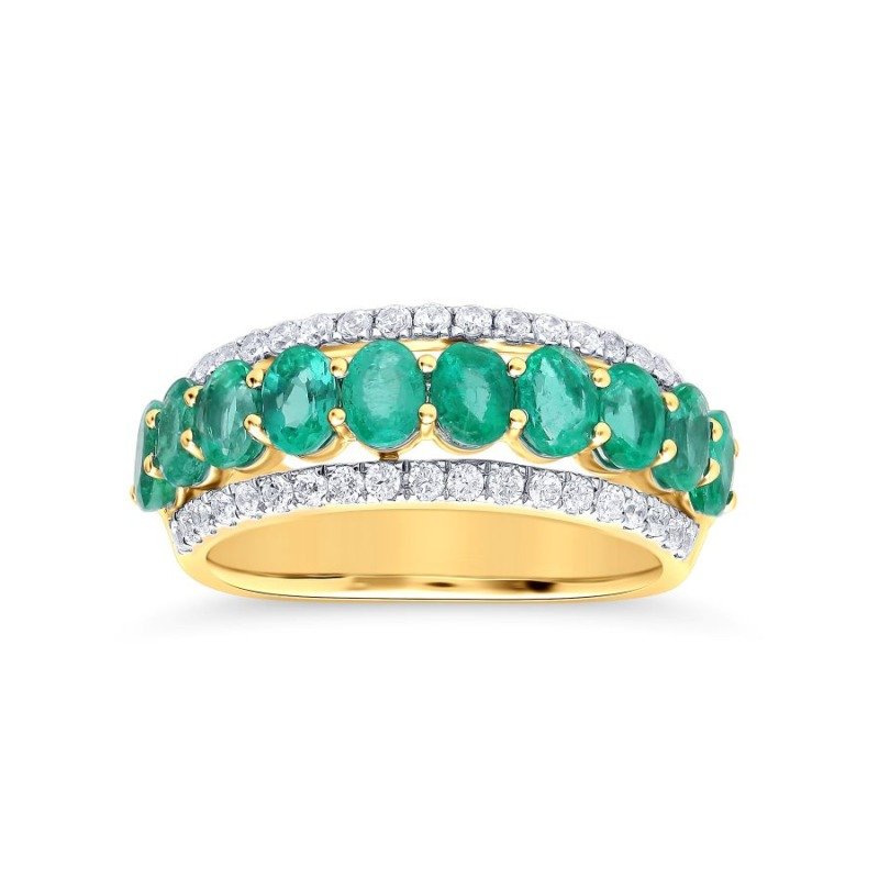 KR107384EMY – 14K Yellow Gold Emerald Fashion Ring