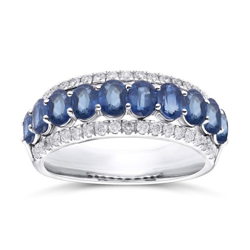 KR107384SBW - 14K White Gold Sapphire Fashion Ring