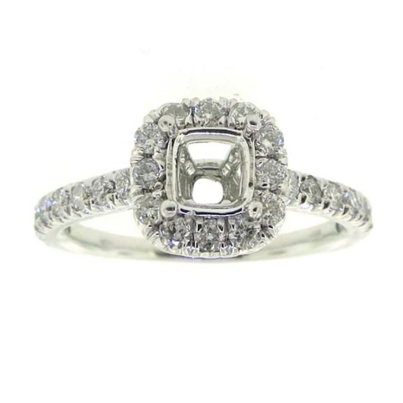 UB10334-1SMW-SQ – 14K White Gold Semi Mount Ring