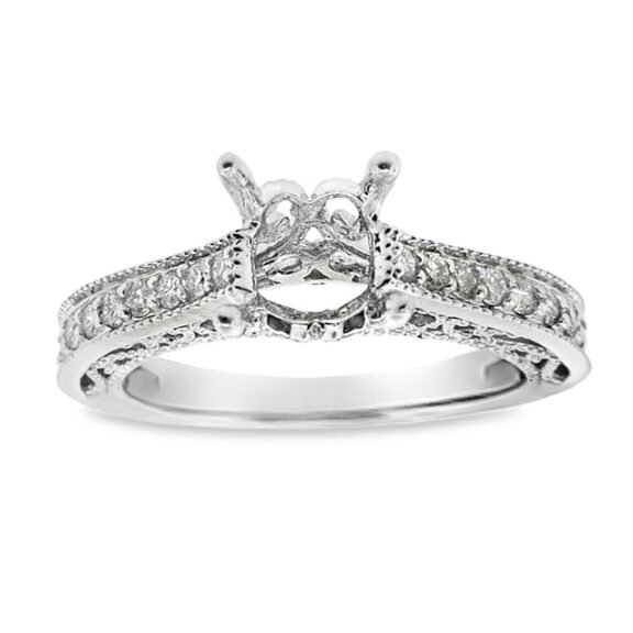 UB10371SMW-RDH – 14K White Gold Semi Mount Ring