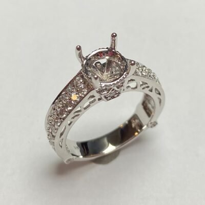 UB8267SMW-RDH - 14K White Gold Semi Mount Ring