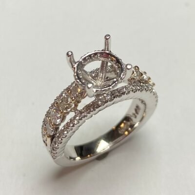 UB10426SMWY-RDH - 14K Two Tones Gold Semi Mount Ring