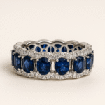 R34140RBWSA - 14K White Gold Sapphire Eternity Band