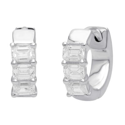 SG34146EW - 14K White Gold Huggies Earring