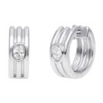 SG34807E-OVW - 14K White Gold Huggies Earring