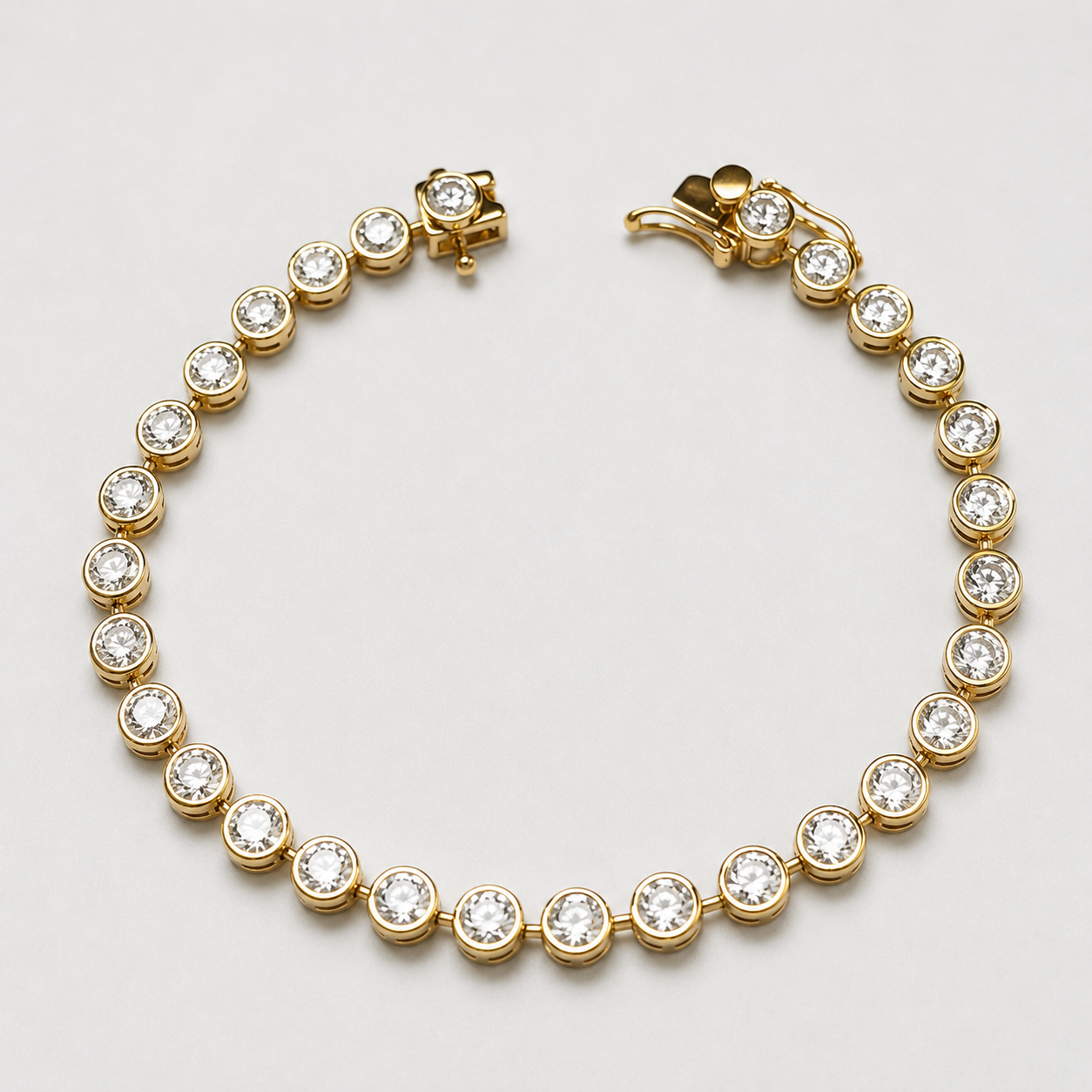 COD105BRY-Bezel-Set Diamond Tennis Bracelet in Yellow Gold