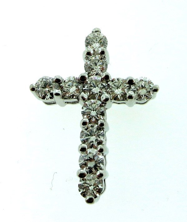 UB7664-4PW-Diamond Cross Pendant in White Gold