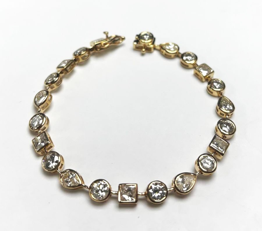COD70BRY-Yellow Gold Mixed-Shape Diamond Tennis Bracelet