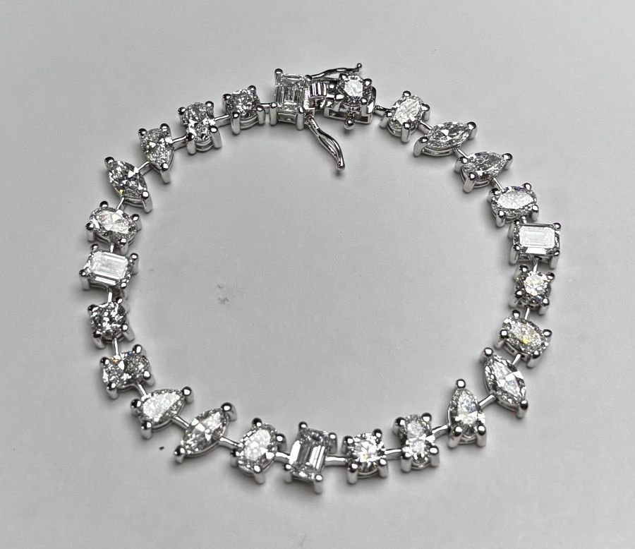 COD73BRW1-LGD-14K White Gold Multi-Shape Diamond Bracelet