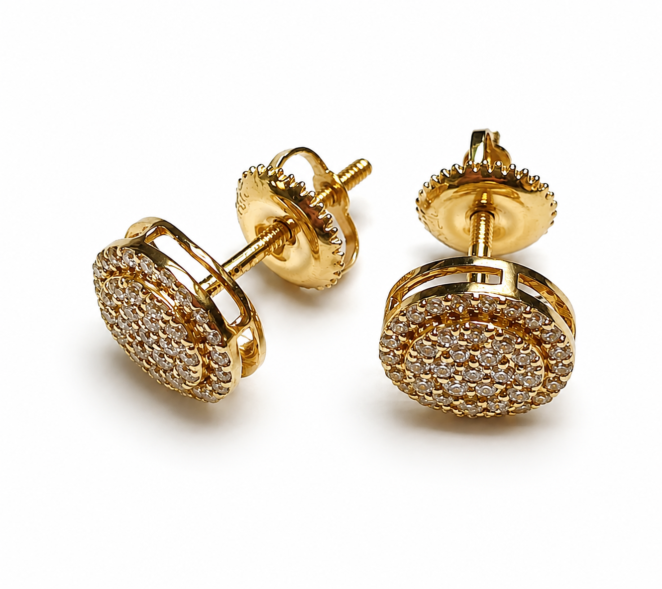 ER2734-8Y- Yellow Gold Diamond Cluster Stud Earrings with Screw Backs
